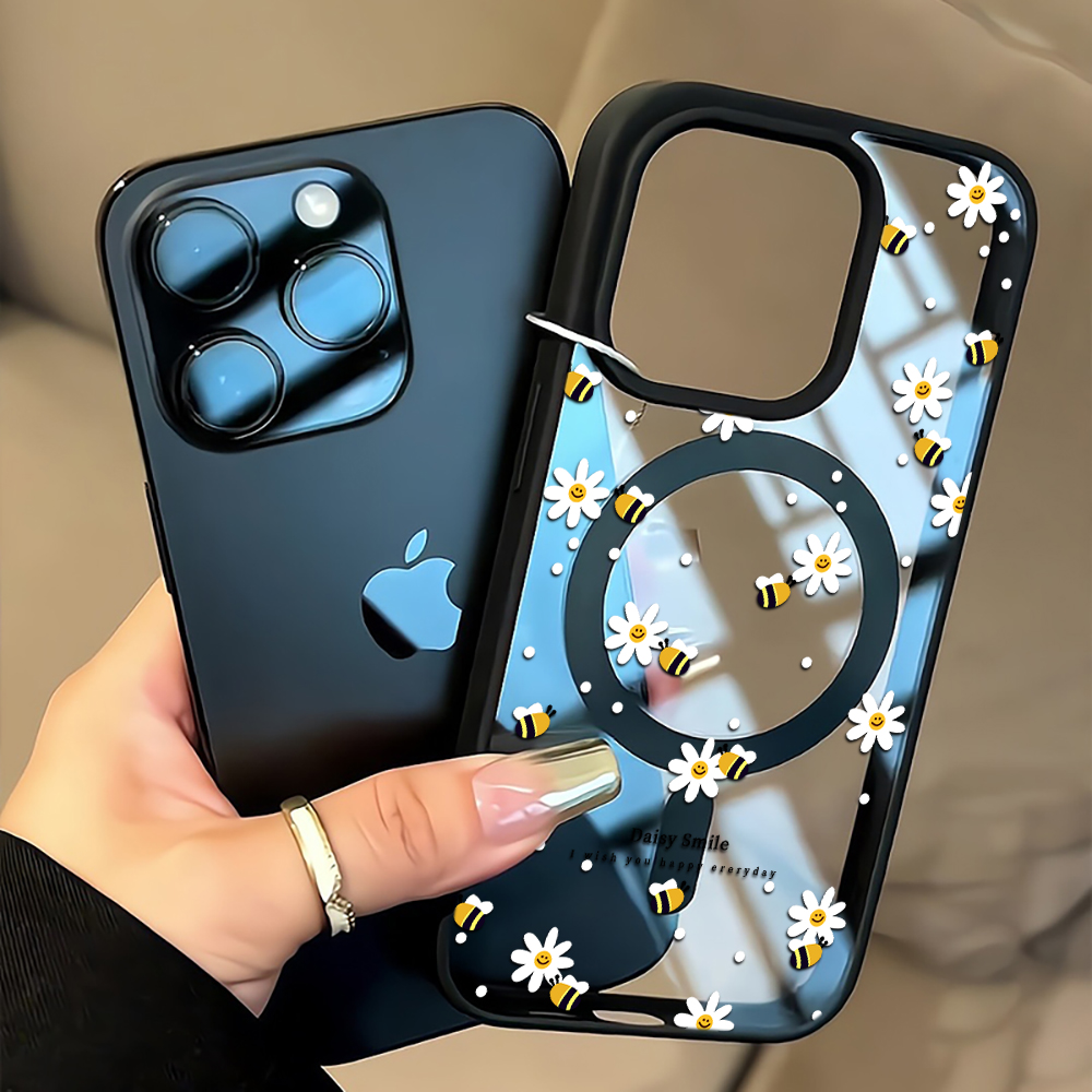 Phone Cases Magnetic - เคสโทรศัพท์ลายดอกเดซี่สดใส สำหรับ iPhone 16 15 14