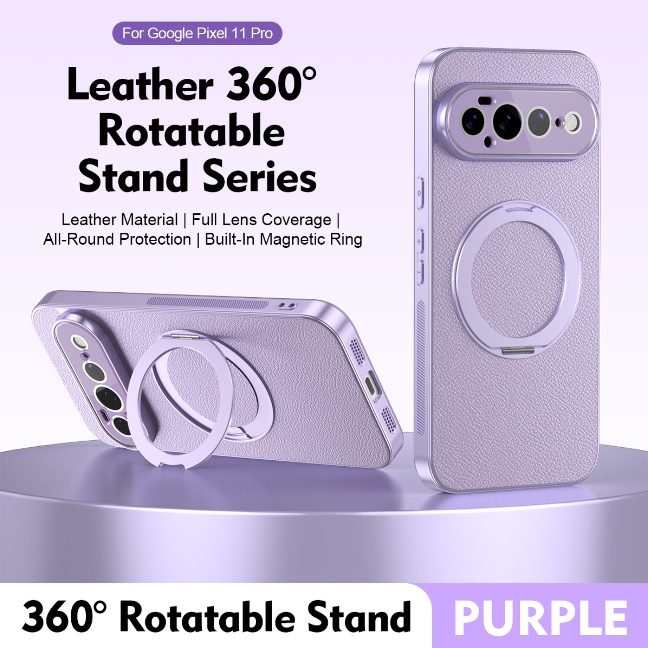 Ring Stand Case - ขาตั้งแบบวงแหวนสำหรับเคสโทรศัพท์หนังแม่เหล็ก Magsafe สำหรับ Google Pixel 11