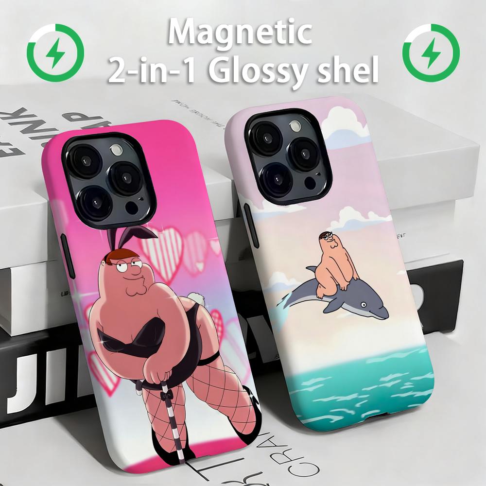 Phone Cases Magnetic - เคสโทรศัพท์แม่เหล็ก 2-in-1 แบบมันเงา ลาย Family Guy