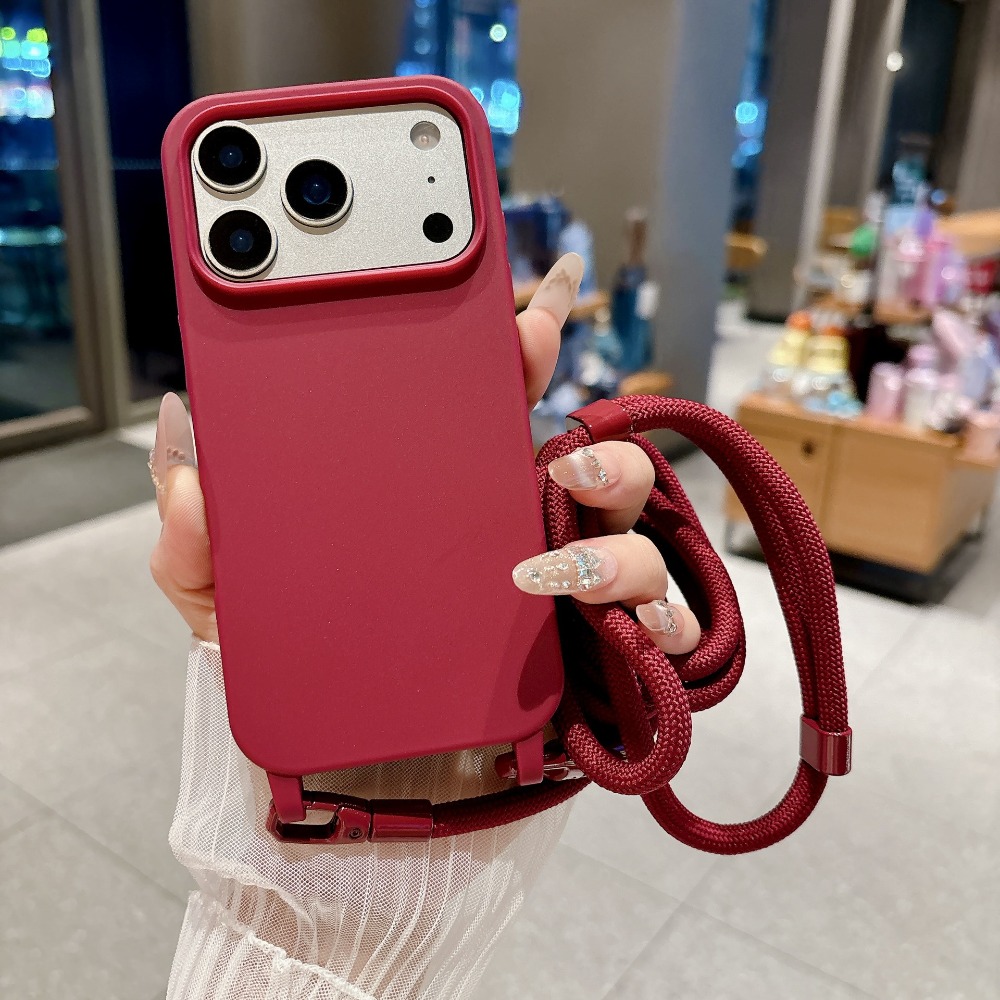 Phone Cases With Charms - เคสโทรศัพท์แบบสายสะพายข้างสีพื้นสไตล์แคนดี้สำหรับ iPhone 18 17 16 15