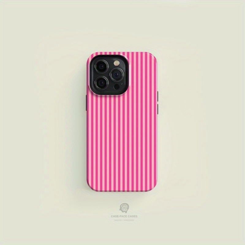 Buy Phone Cases - เคสโทรศัพท์ลายทางสีชมพูบนพื้นสีชมพู สำหรับ iPhone 17 16 15
