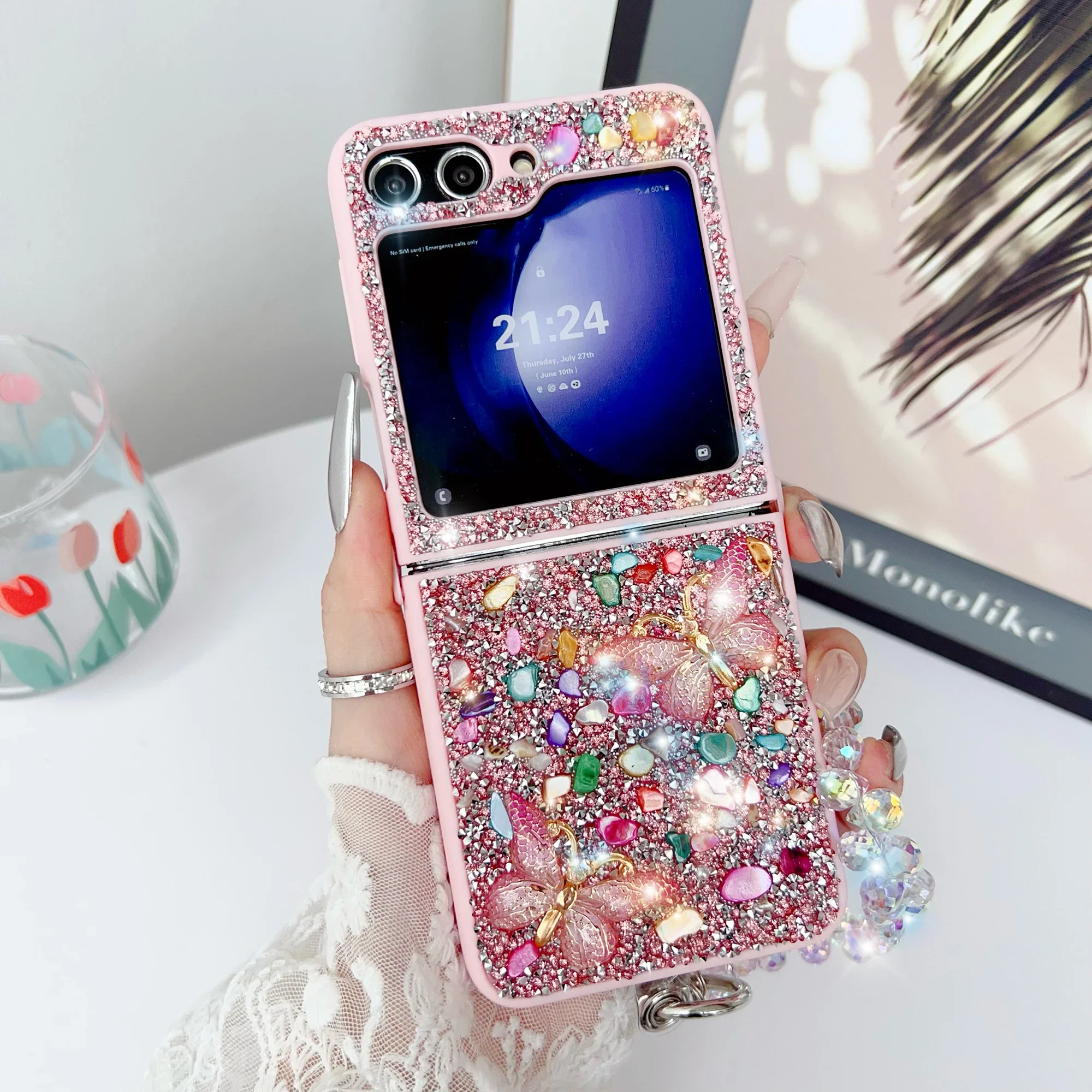 Phone Cases With Loop - Luxury GlitterสําหรับSamsung Galaxy Z Flip 7