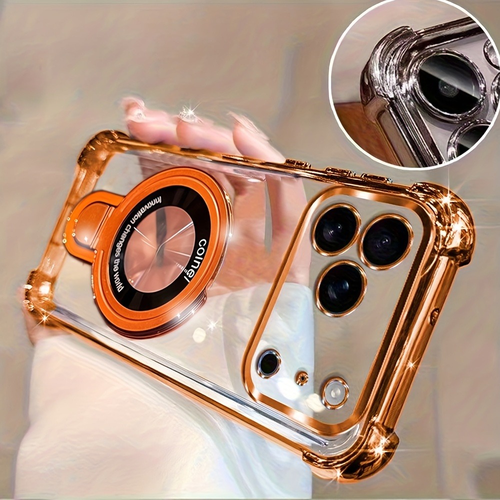 Ring Stand Case - เคสโทรศัพท์เคลือบหรูหราสำหรับ iPhone 17 Pro Max 16
