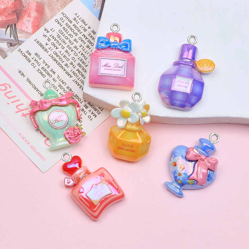 Phone Cases With Charms - 10 ชิ้น จี้ขวดน้ำหอมรูปโบว์เคลือบไฟฟ้า สำหรับงาน DIY ทำเครื่องประดับแฮนด์เมด