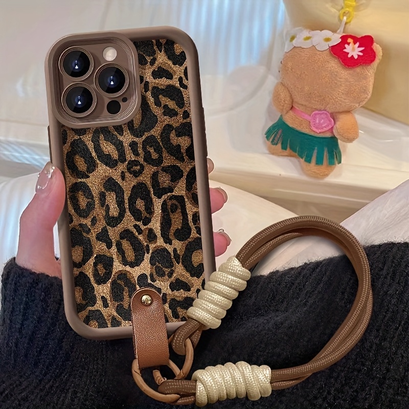 Phone Cases With Loop - เคสโทรศัพท์ลายเสือดาวพร้อมสายคล้องข้อมือ สำหรับ iPhone 17 16 15