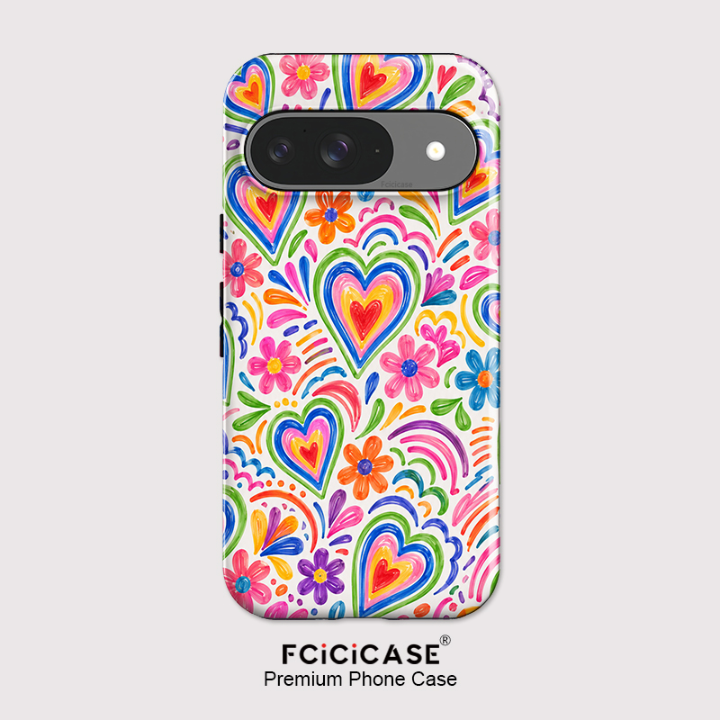 Phone Cases Google Pixel 9 - เคสโทรศัพท์ Fcicicase ลายหัวใจดอกไม้ สำหรับ Google Pixel