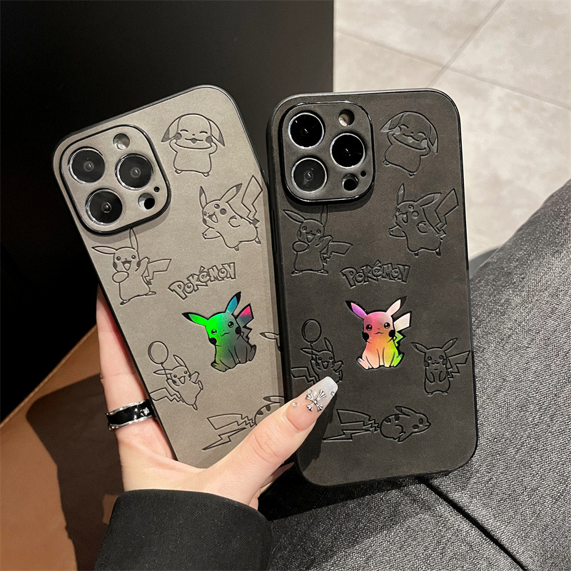 Phone Cases Xr Iphone - เคสโทรศัพท์ลายการ์ตูนพิคาชู หนังเทียมเลเซอร์ สำหรับ iPhone 15 14