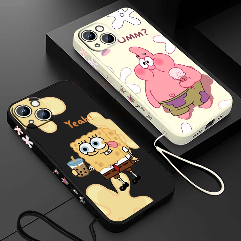 Silicone Liquid Case - เคสโทรศัพท์ลายฟองน้ำบ๊อบ สแควร์แพนท์ส สำหรับ Apple iPhone 17