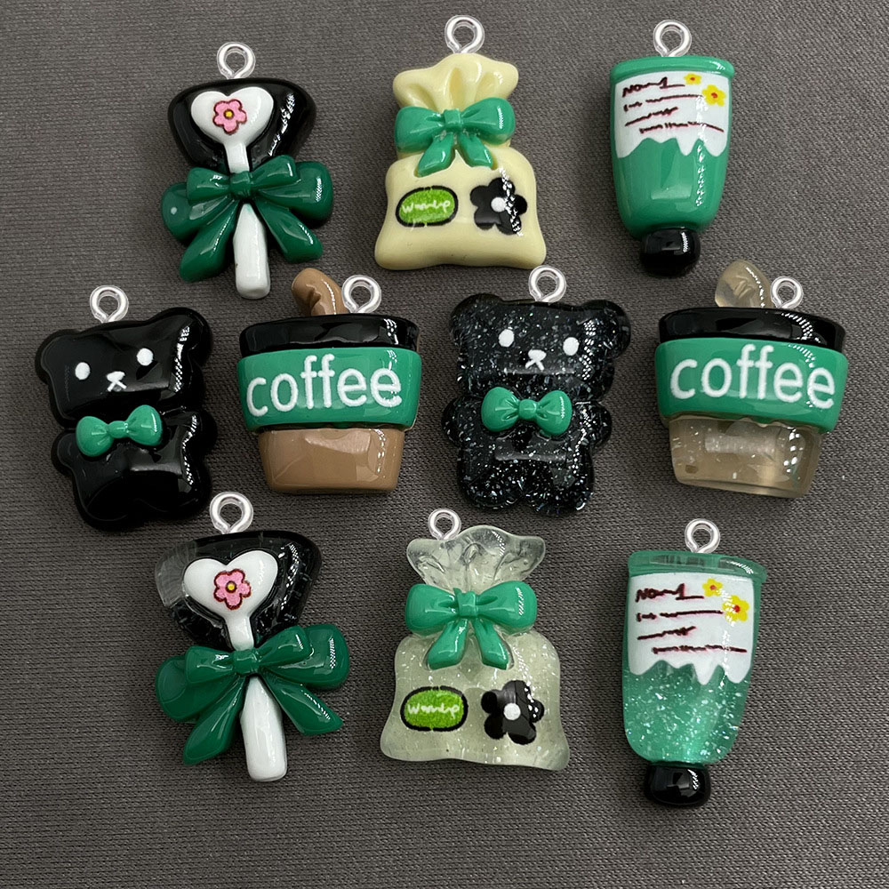 Phone Cases With Charms - จี้รูปหมีการ์ตูนเรซิน 10 ชิ้น สำหรับงาน DIY ทำเครื่องประดับแฮนด์เมด