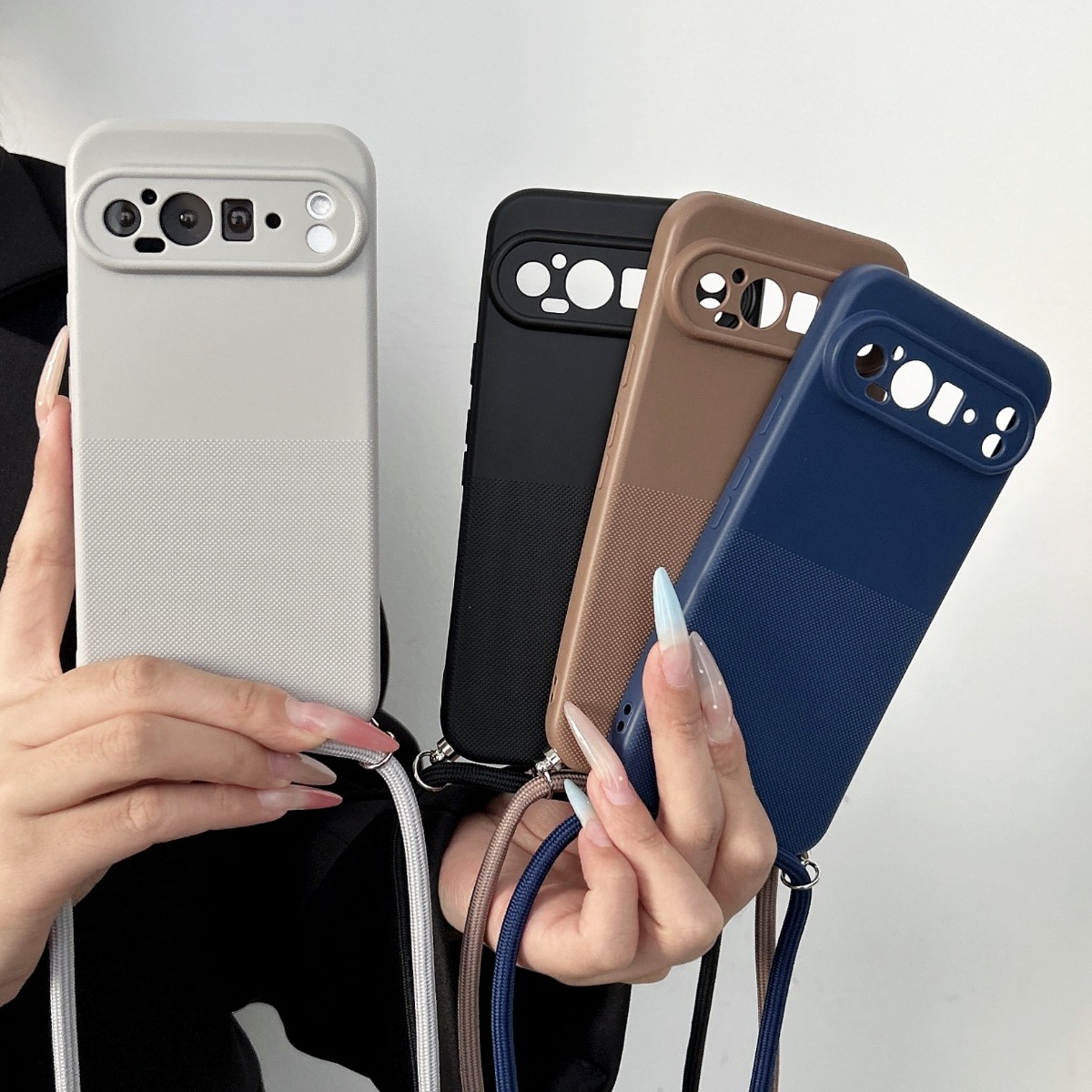 Google Pixel 9 - สายคล้องคอแบบไขว้ เคสโทรศัพท์ TPU แบบด้าน สำหรับ Google