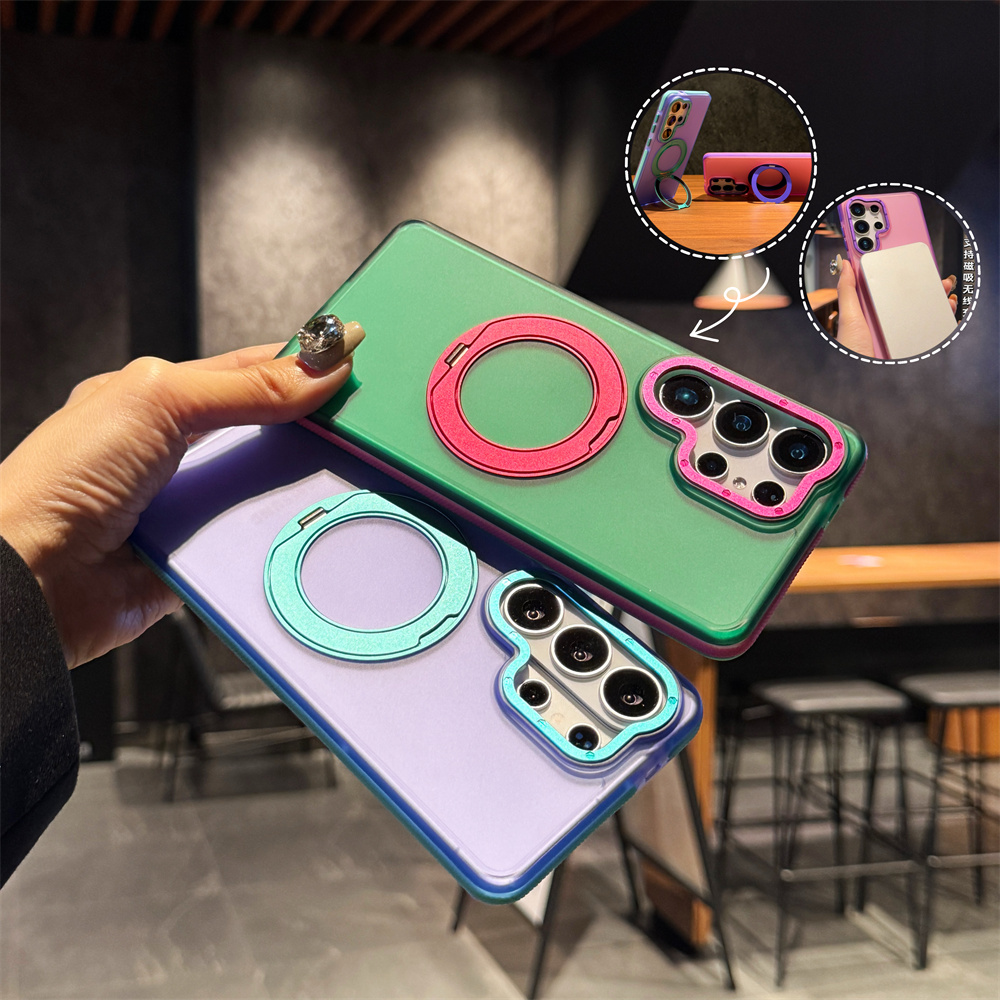 Ring Stand Case - เคสโทรศัพท์แบบวงแหวนแม่เหล็กหมุนได้ 360 องศา สีตัดกัน สำหรับ Magsafe