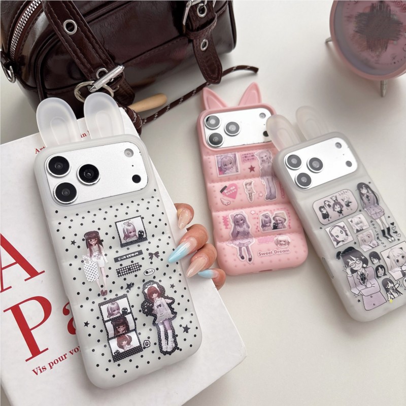 Phone Cases Japanese - เคสโทรศัพท์ลายกระต่ายน่ารักสไตล์ญี่ปุ่น Y2K สำหรับ iPhone 15 16