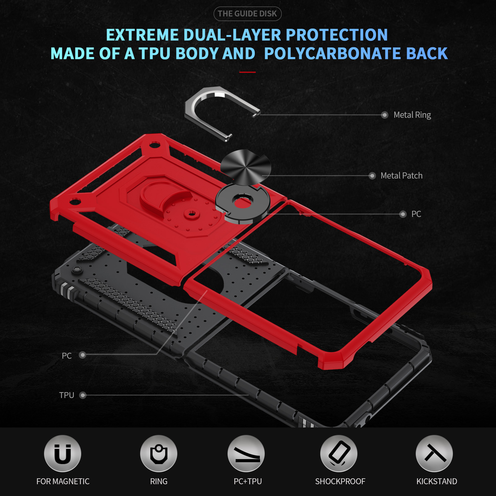 เคสโทรศัพท์กันกระแทกเกรดทหารสำ - Ring Stand Case บทวิจารณ์และราคา