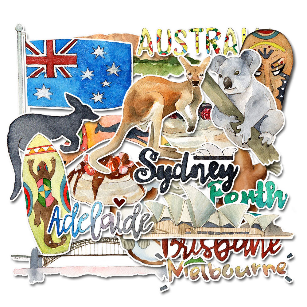 Pack Of 20สีน้ำออสเตรเลียสติกเ - Phone Cases Australia บทวิจารณ์และราคา