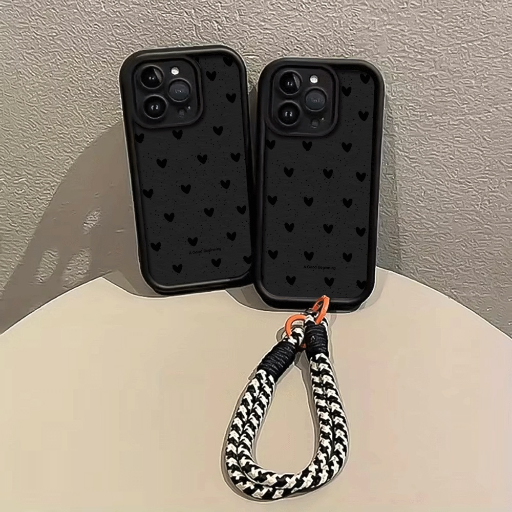 เคสโทรศัพท์ลายหัวใจสีดำพร้อมสา - Phone Cases With Loop บทวิจารณ์และราคา